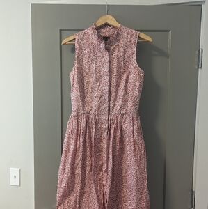 J Crew Liberty Floral Red and White Button Down Dress